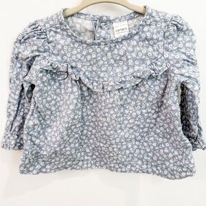 Carter's Blue Floral Ruffle Long Sleeve Top & Bloomers